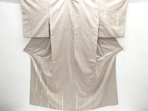 縞に花模様刺繍手織り紬訪問着